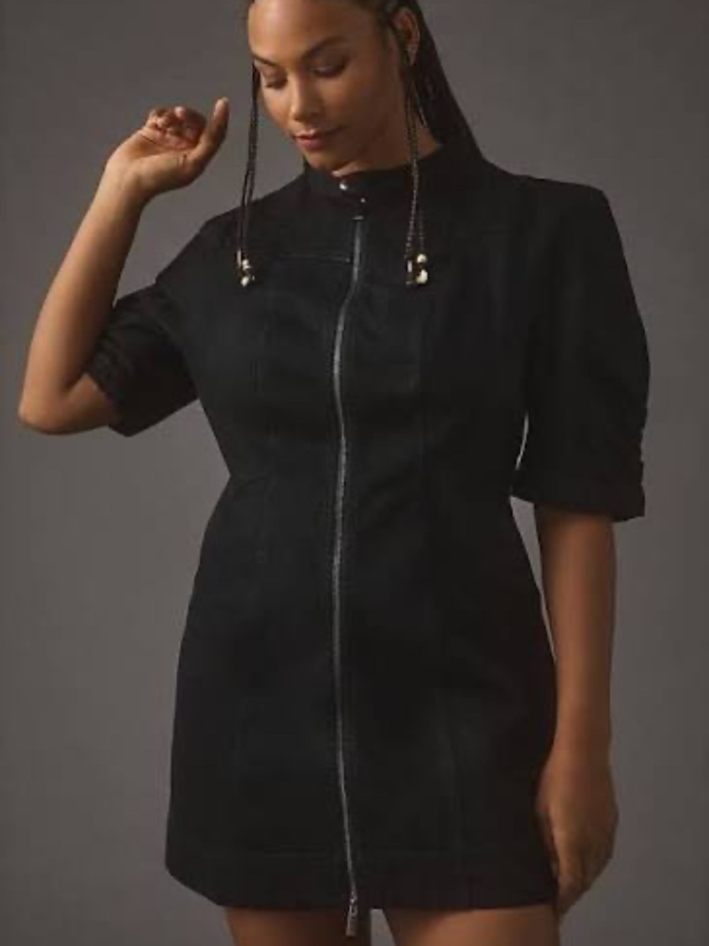 Pilcro Puff Sleeve Moto Dress